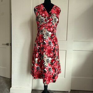 Women's Orange Floral Sleeveless Dress, with Side Zipper by East 5th, Size 6